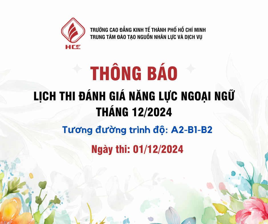 THÔNG BÁO LỊCH THI ĐÁNH GIÁ NĂNG LỰC NGOẠI NGỮ