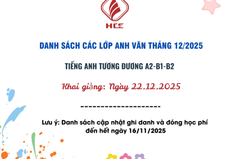 DANH SACH LỚP HỌC TIẾNG ANH