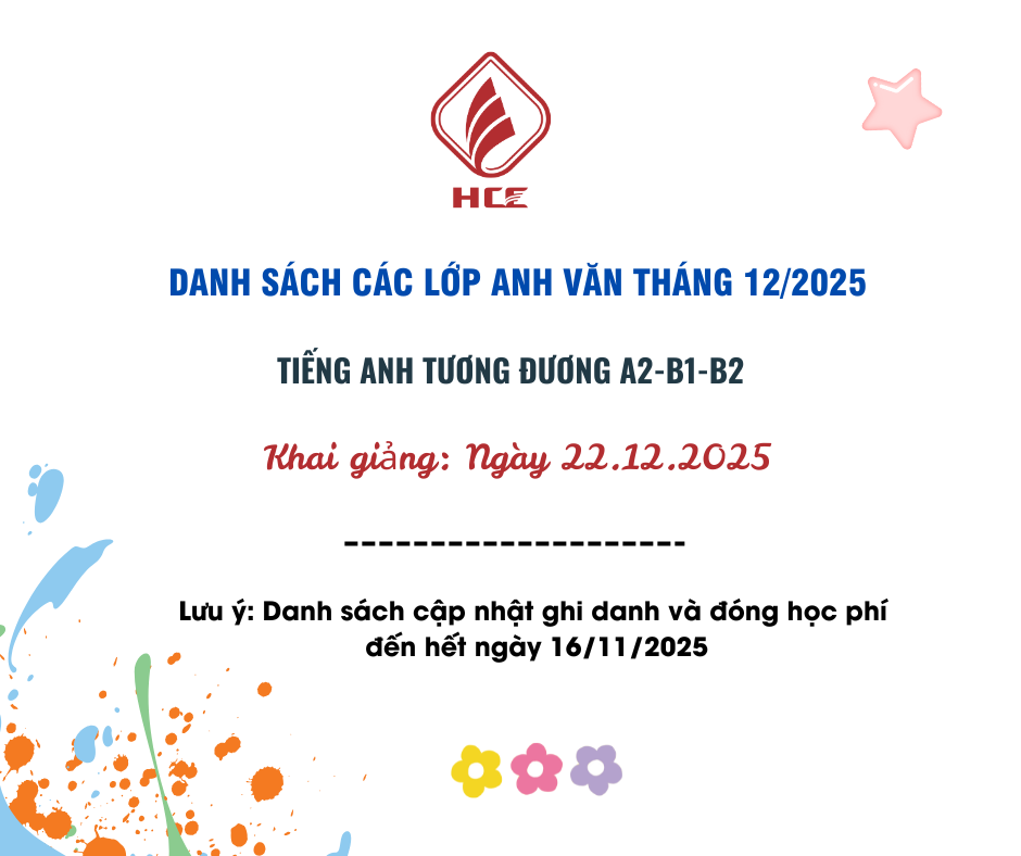 DANH SACH LỚP HỌC TIẾNG ANH
