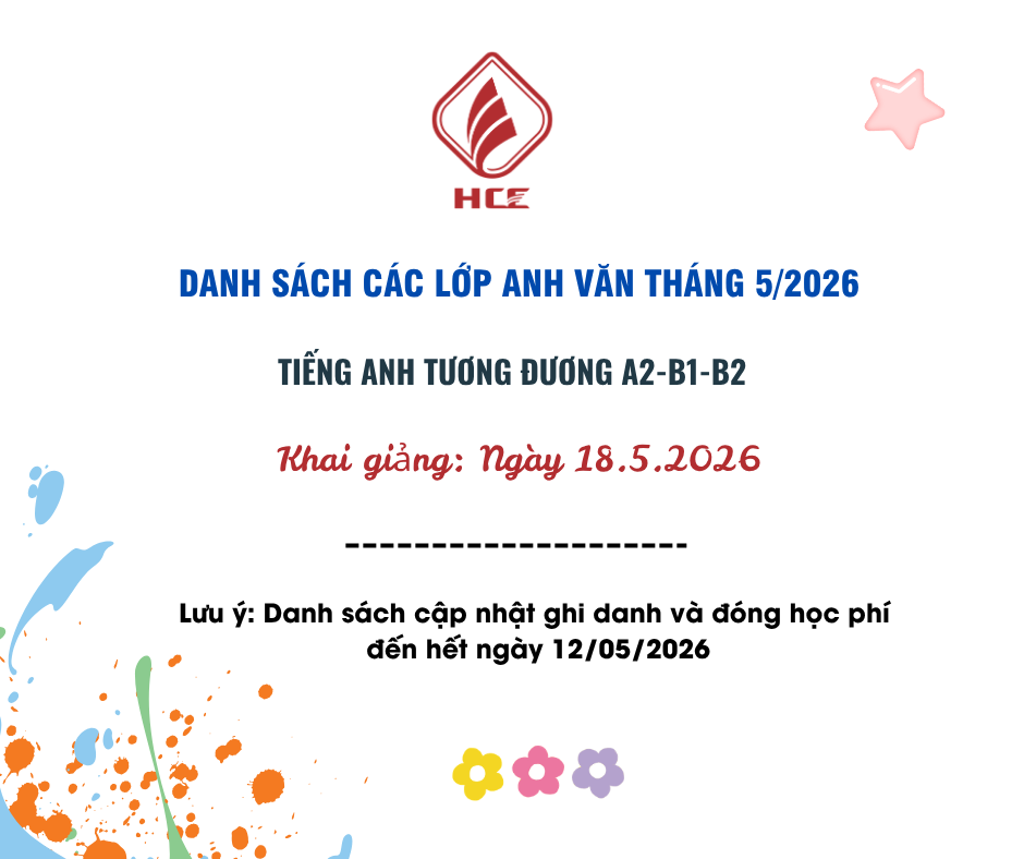 DANH SACH LỚP HỌC TIẾNG ANH